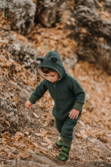 Warm Wool Jumpsuit | Mitten Cuff | Moss Green