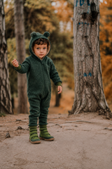 Warm Wool Jumpsuit | Mitten Cuff | Moss Green