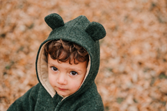 Warm Wool Jumpsuit | Mitten Cuff | Moss Green