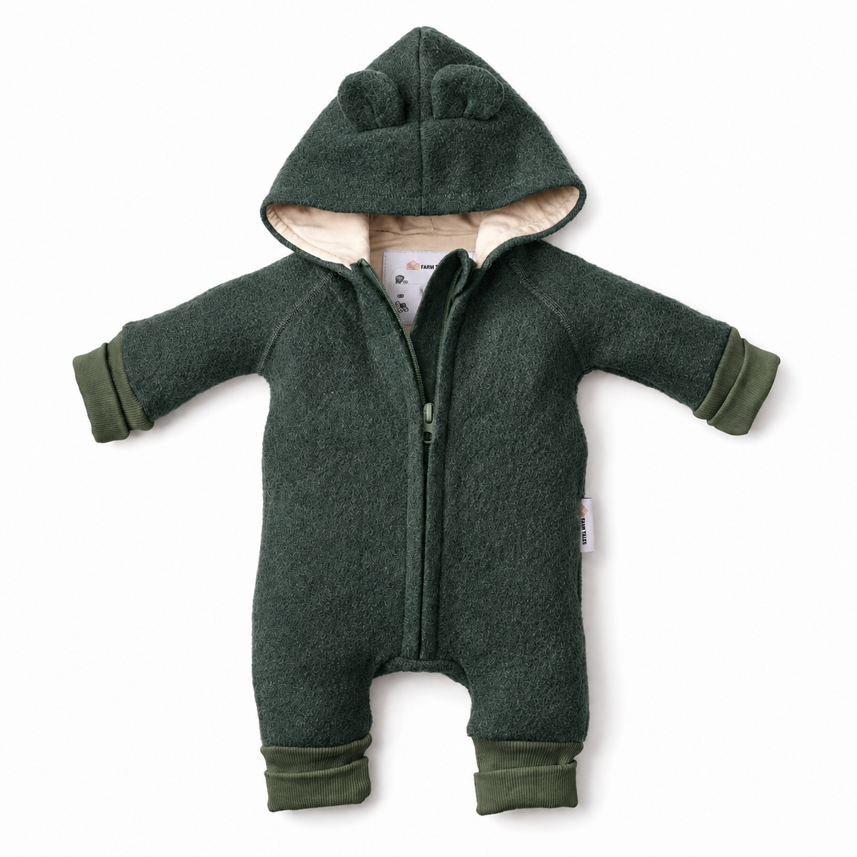 Warm Wool Jumpsuit | Mitten Cuff | Moss Green
