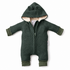 Warm Wool Jumpsuit | Mitten Cuff | Moss Green